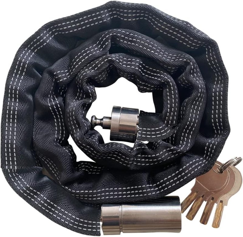FIGODE Stainless Steel Chain Lock with 4 Same Keys, Rustproof Lock and Chain, Marine Grade Lock for Bike, Moto, Scooter, Boat, Truck and Door. Anti-Theft – 110 CM Long Chain - Image 1